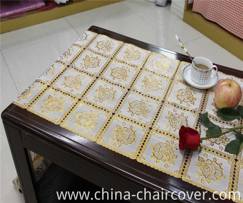 Crochet PVC Roll Gold Long Lace 50cm Width Table Mat